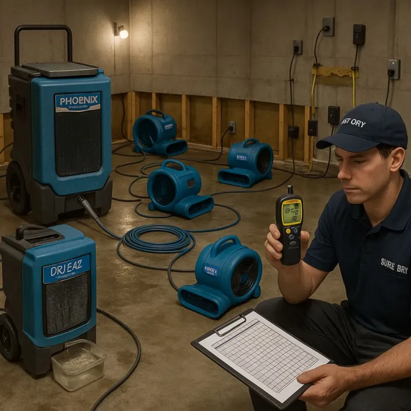 Structural Drying and Dehumidification process in Rowley, MA